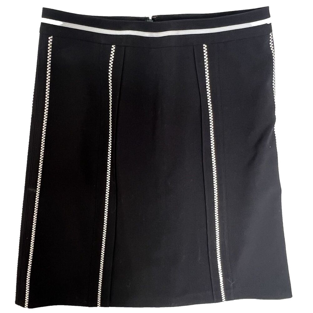 Ann Taylor Skirt 2P Black White Ribbon Stitching Bow Lined